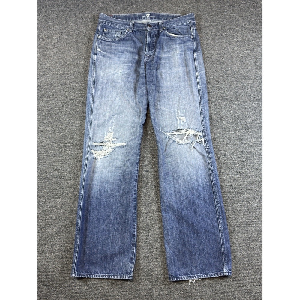 7 For All Mankind Jeans A Pkt Relaxed Men 31 USA Work Blue Button Fly Bootcut